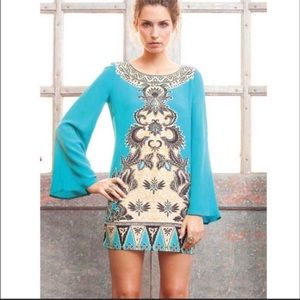 Winter Kate Peacock Blue Silk ESHA DRESS